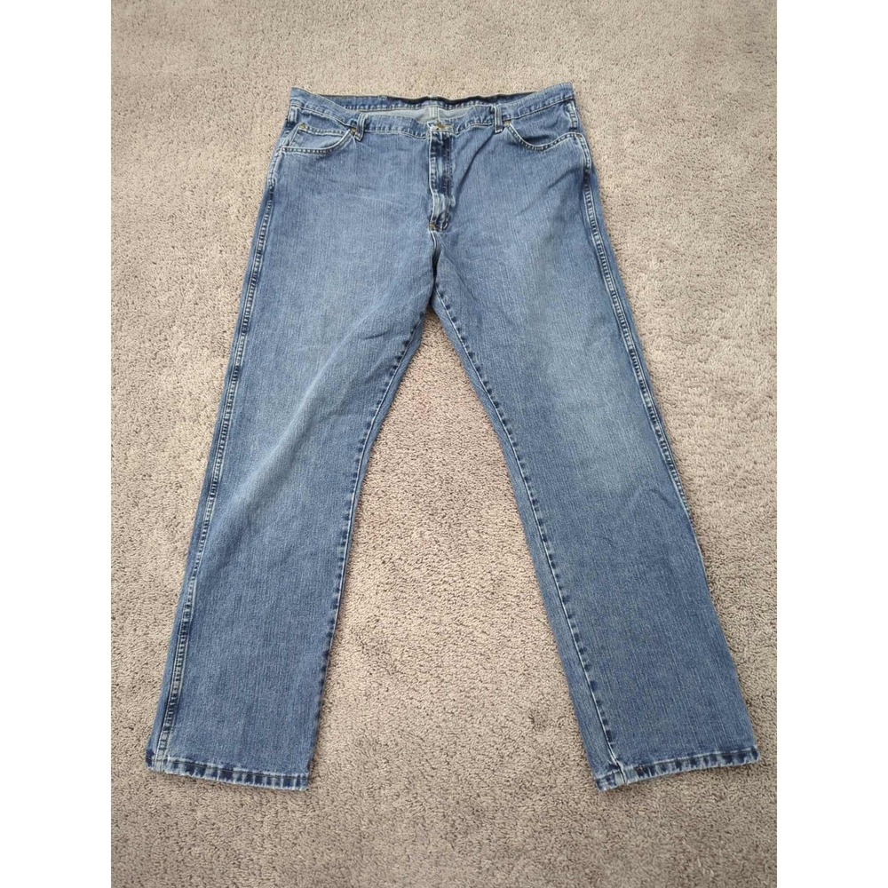 Wrangler Jeans‎ Mens 42x32 Blue Denim 100% Cotton Rugged Wear Made in Mexico